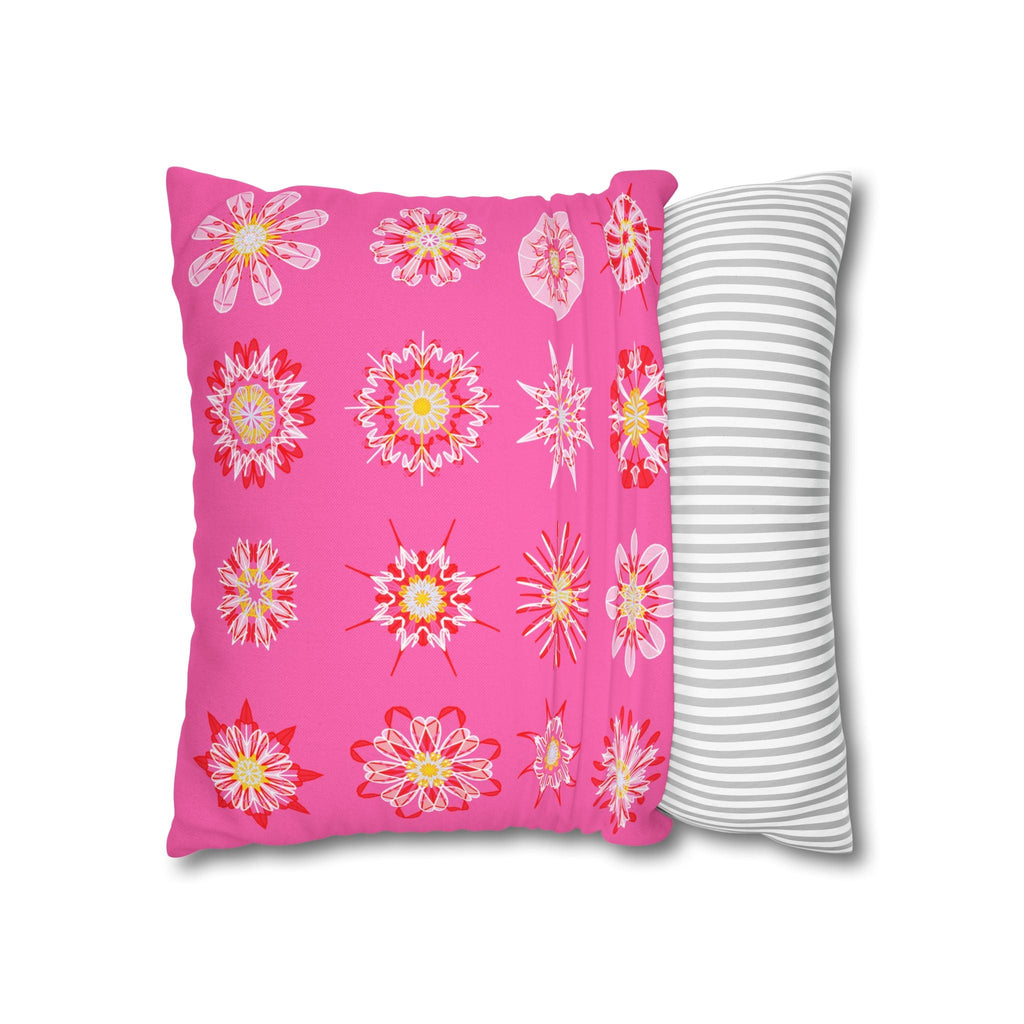 Christmas pillowcase for bed - Spun Polyester Square Pillowcase Mandala Art - Original Fine Art - Hand - drawn, Hot Pink - Blululi