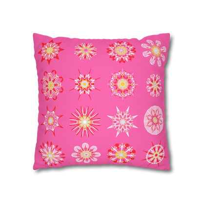 Christmas pillowcase for bed - Spun Polyester Square Pillowcase Mandala Art - Original Fine Art - Hand - drawn, Hot Pink - Blululi