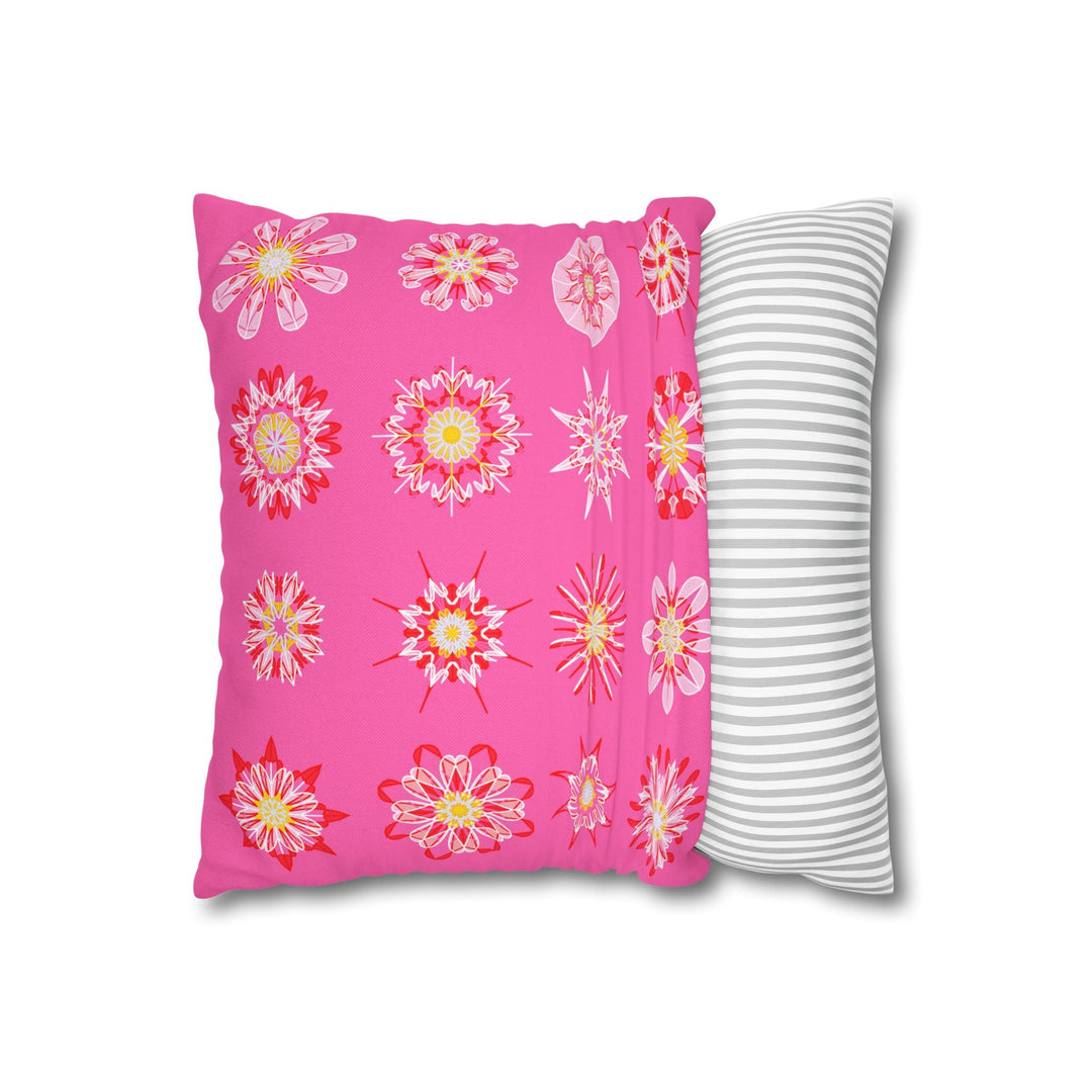 Christmas pillowcase for bed - Spun Polyester Square Pillowcase Mandala Art - Original Fine Art - Hand - drawn, Hot Pink - Blululi