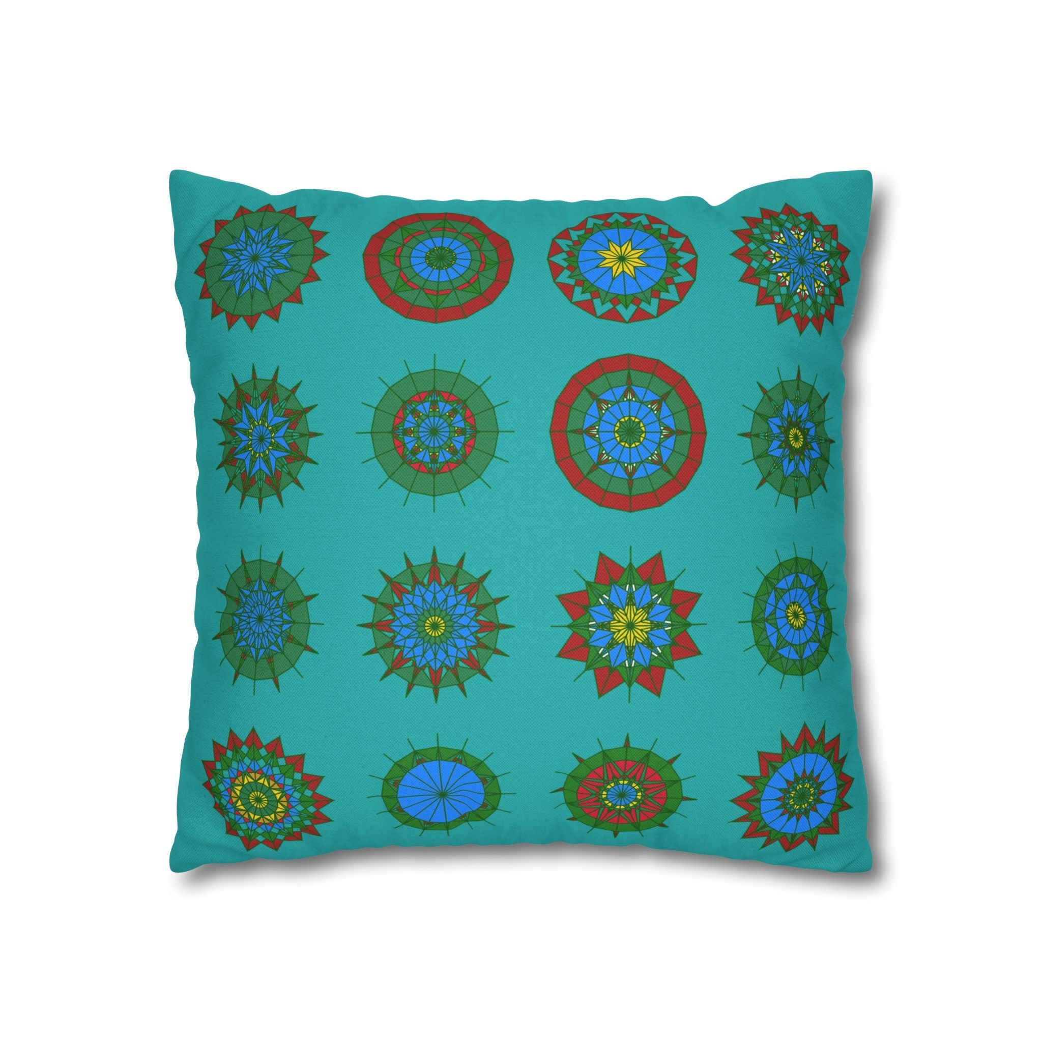 Christmas pillowcase for bed - Spun Polyester Square Pillowcase Mandala Art - Original Fine Art - Hand - drawn, Light Sea Green - Blululi