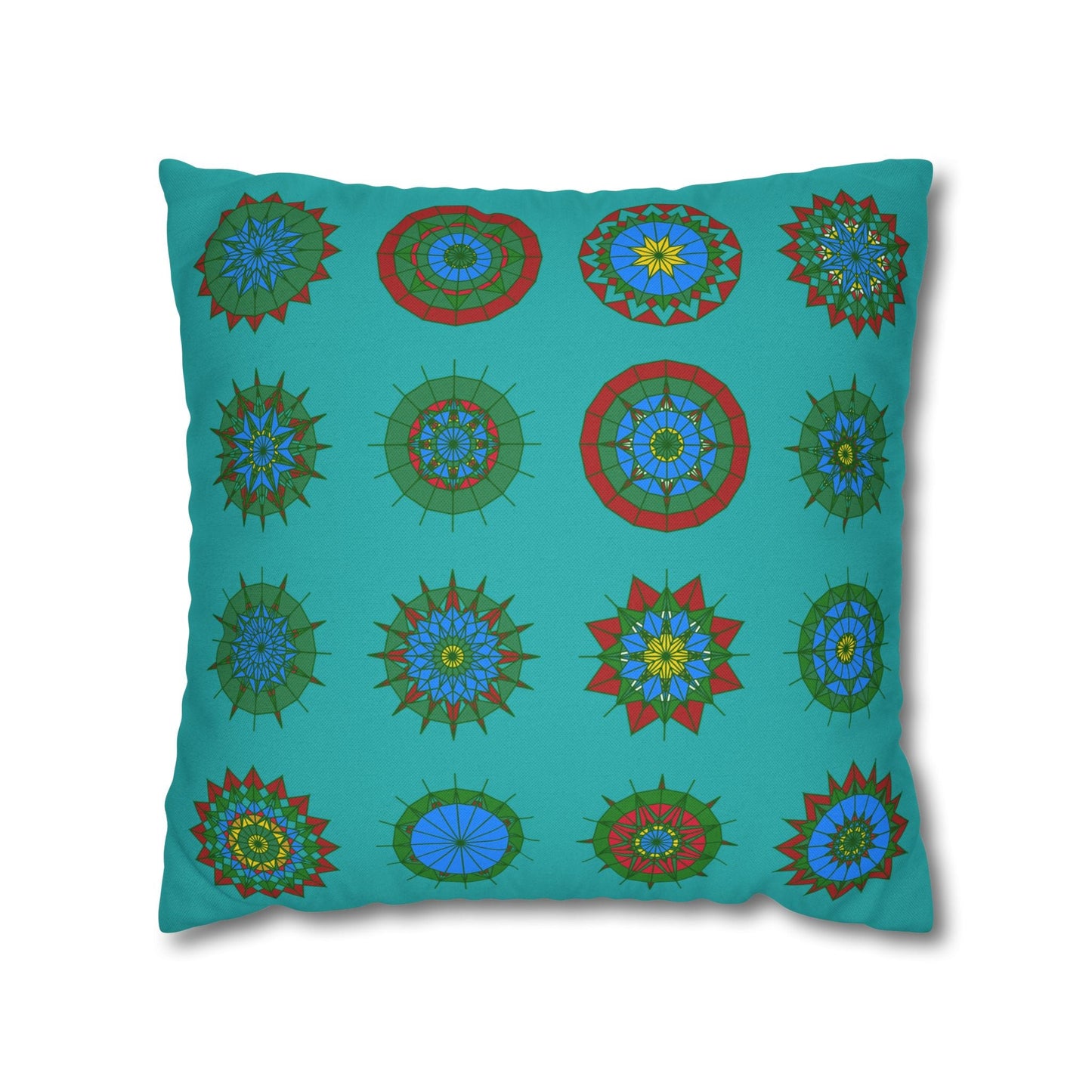 Christmas pillowcase for bed - Spun Polyester Square Pillowcase Mandala Art - Original Fine Art - Hand - drawn, Light Sea Green - Blululi