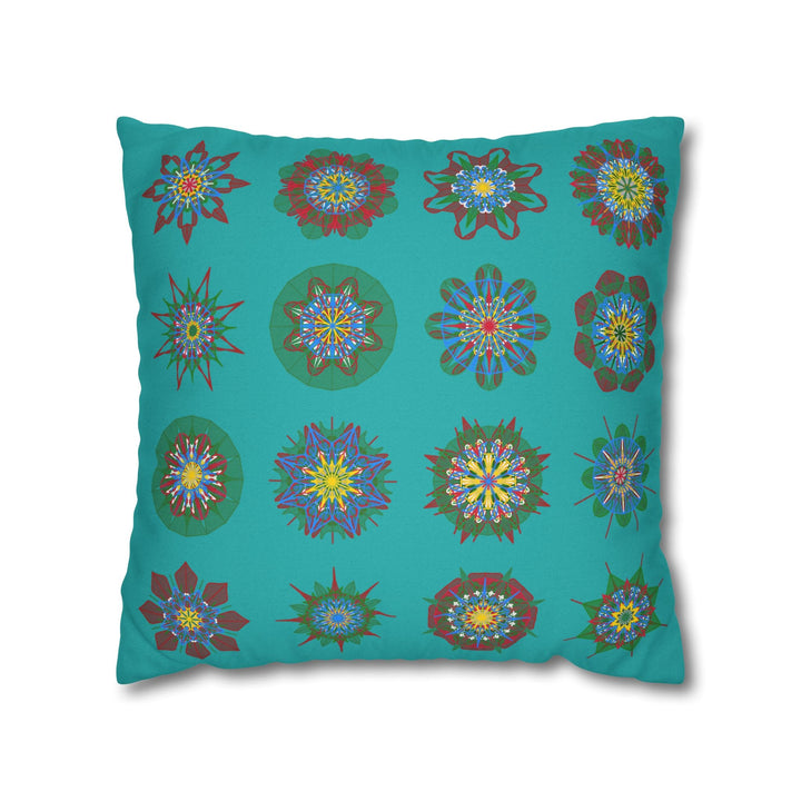 Christmas pillowcase for bed - Spun Polyester Square Pillowcase Mandala Art - Original Fine Art - Hand - drawn, Light Sea Green - Blululi