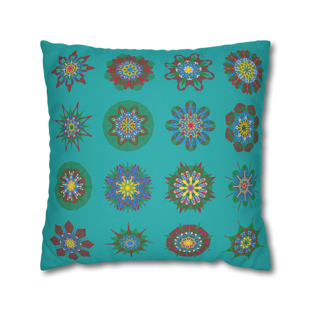 Christmas pillowcase for bed - Spun Polyester Square Pillowcase Mandala Art - Original Fine Art - Hand - drawn, Light Sea Green - Blululi