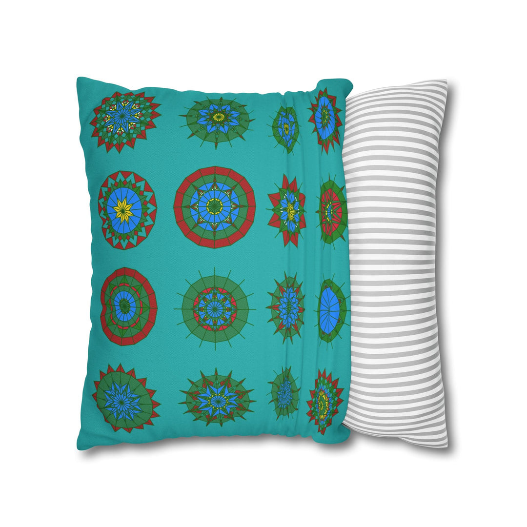 Christmas pillowcase for bed - Spun Polyester Square Pillowcase Mandala Art - Original Fine Art - Hand - drawn, Light Sea Green - Blululi