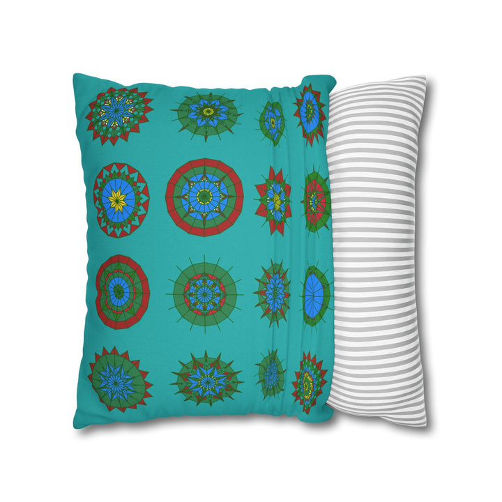 Christmas pillowcase for bed - Spun Polyester Square Pillowcase Mandala Art - Original Fine Art - Hand - drawn, Light Sea Green - Blululi