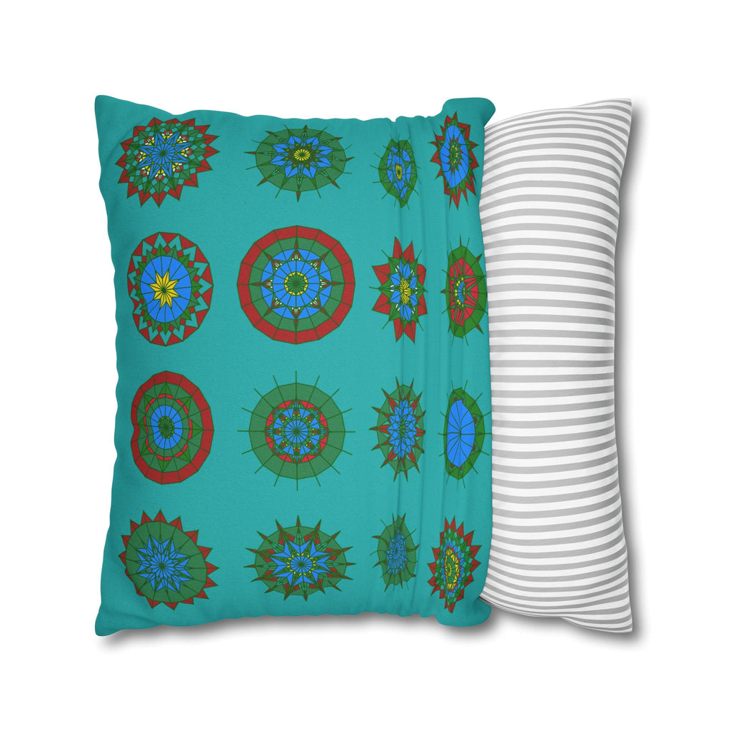 Christmas pillowcase for bed - Spun Polyester Square Pillowcase Mandala Art - Original Fine Art - Hand - drawn, Light Sea Green - Blululi