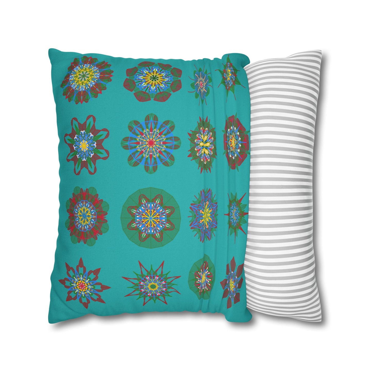 Christmas pillowcase for bed - Spun Polyester Square Pillowcase Mandala Art - Original Fine Art - Hand - drawn, Light Sea Green - Blululi