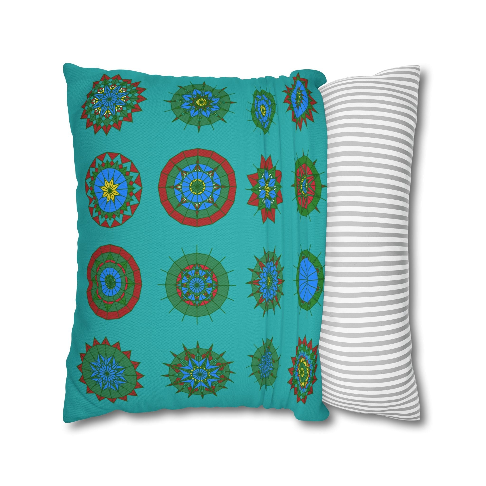 Christmas pillowcase for bed - Spun Polyester Square Pillowcase Mandala Art - Original Fine Art - Hand - drawn, Light Sea Green - Blululi