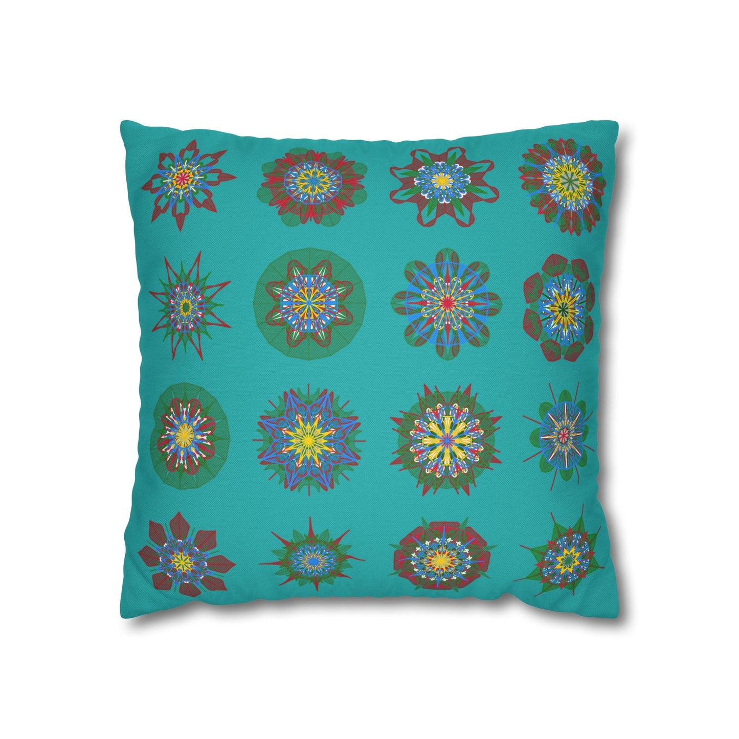 Christmas pillowcase for bed - Spun Polyester Square Pillowcase Mandala Art - Original Fine Art - Hand - drawn, Light Sea Green - Blululi