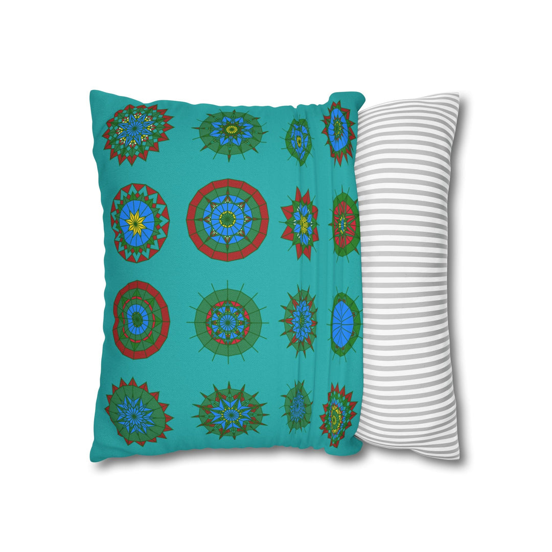 Christmas pillowcase for bed - Spun Polyester Square Pillowcase Mandala Art - Original Fine Art - Hand - drawn, Light Sea Green - Blululi