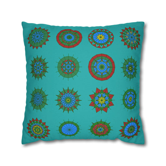 Christmas pillowcase for bed - Spun Polyester Square Pillowcase Mandala Art - Original Fine Art - Hand - drawn, Light Sea Green - Blululi