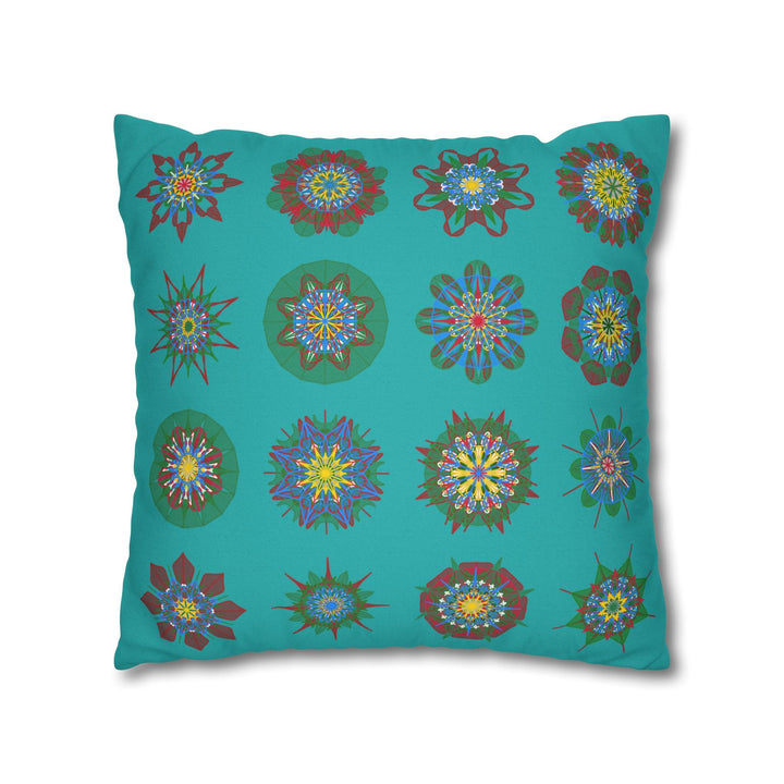 Christmas pillowcase for bed - Spun Polyester Square Pillowcase Mandala Art - Original Fine Art - Hand - drawn, Light Sea Green - Blululi