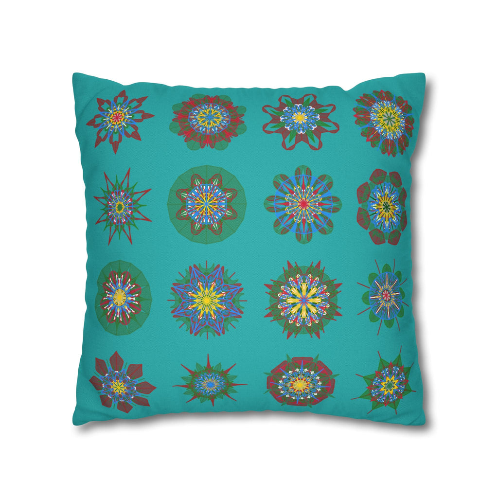 Christmas pillowcase for bed - Spun Polyester Square Pillowcase Mandala Art - Original Fine Art - Hand - drawn, Light Sea Green - Blululi