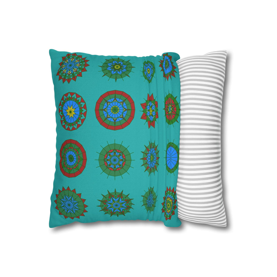 Christmas pillowcase for bed - Spun Polyester Square Pillowcase Mandala Art - Original Fine Art - Hand - drawn, Light Sea Green - Blululi