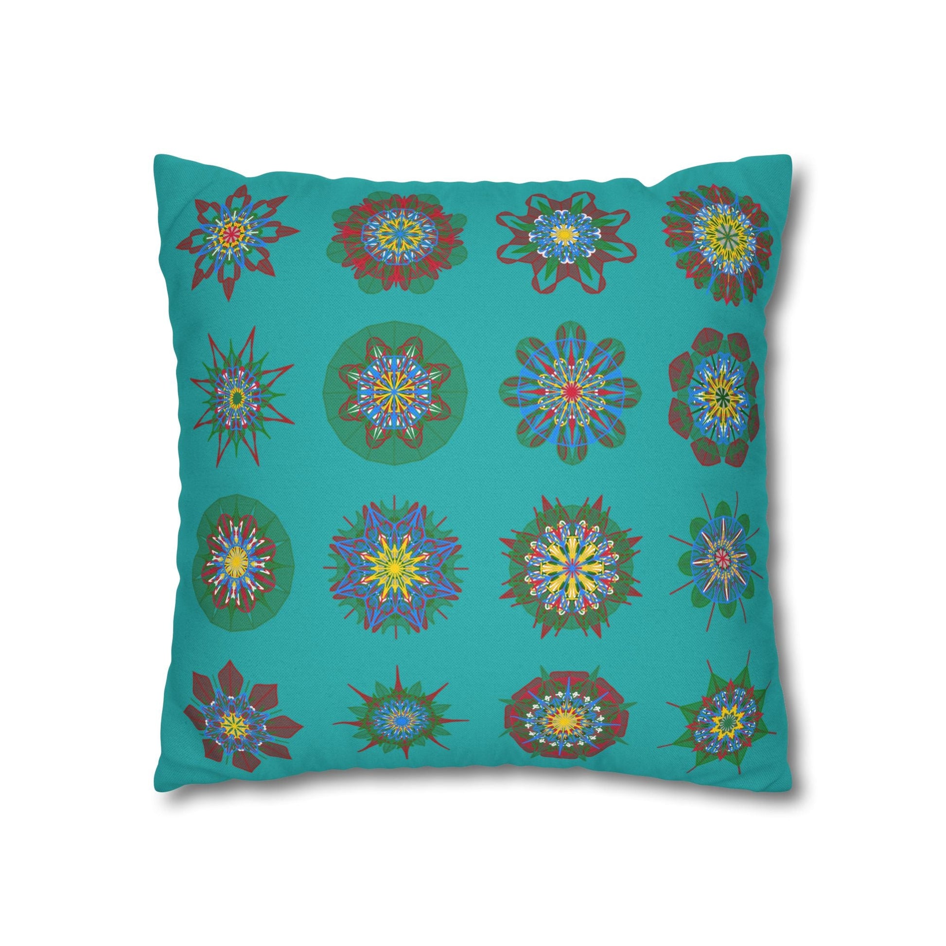 Christmas pillowcase for bed - Spun Polyester Square Pillowcase Mandala Art - Original Fine Art - Hand - drawn, Light Sea Green - Blululi