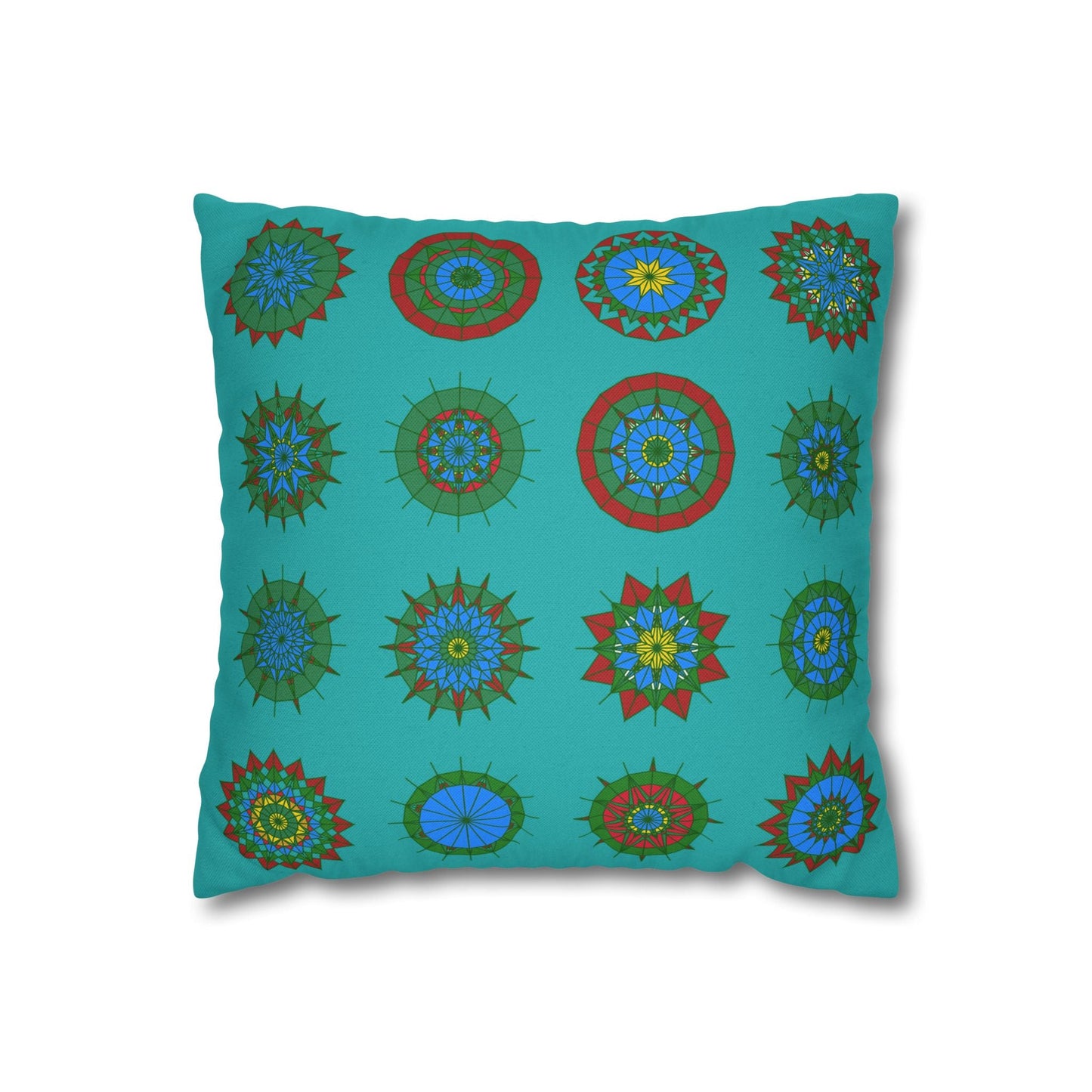 Christmas pillowcase for bed - Spun Polyester Square Pillowcase Mandala Art - Original Fine Art - Hand - drawn, Light Sea Green - Blululi