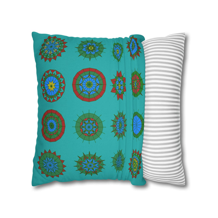 Christmas pillowcase for bed - Spun Polyester Square Pillowcase Mandala Art - Original Fine Art - Hand - drawn, Light Sea Green - Blululi