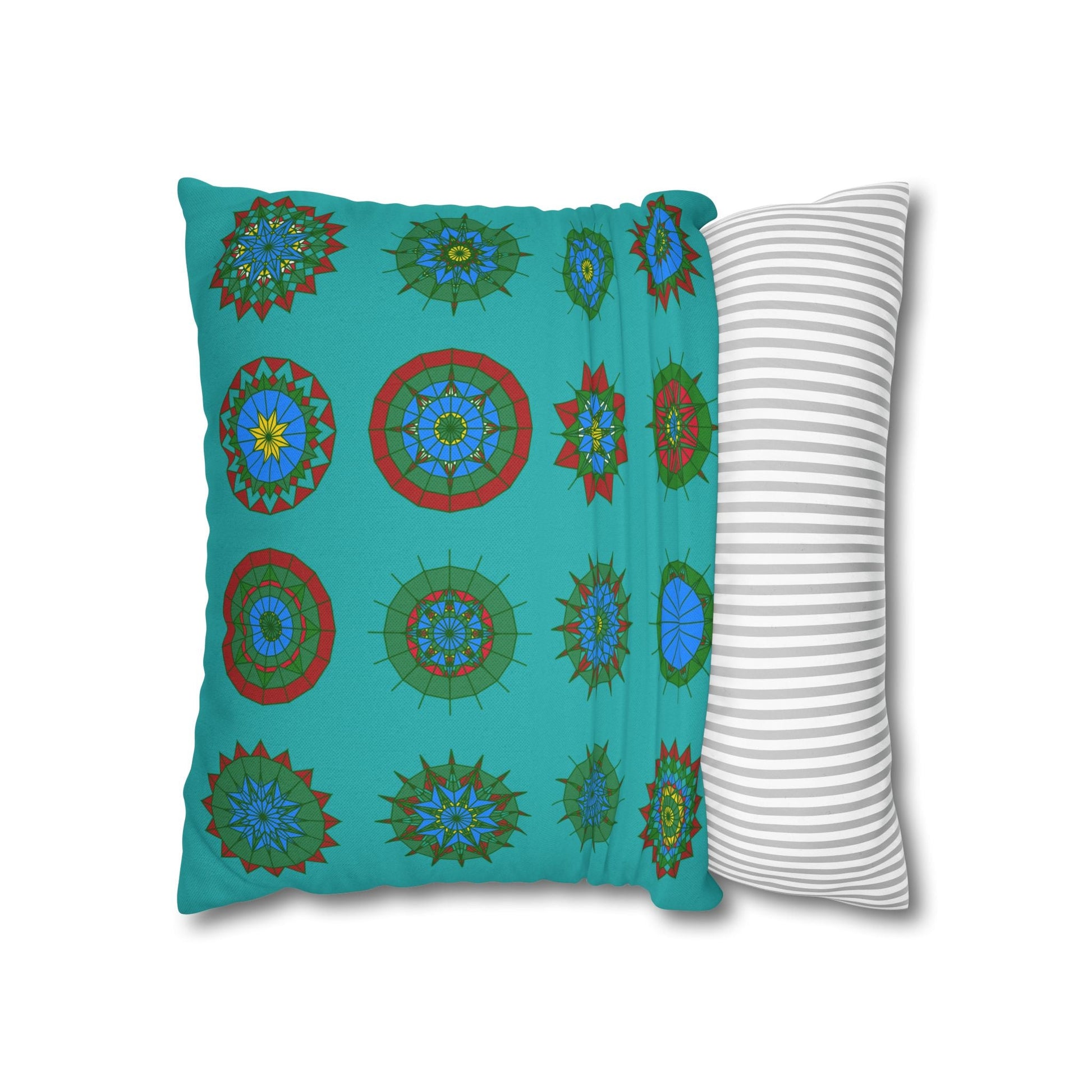 Christmas pillowcase for bed - Spun Polyester Square Pillowcase Mandala Art - Original Fine Art - Hand - drawn, Light Sea Green - Blululi