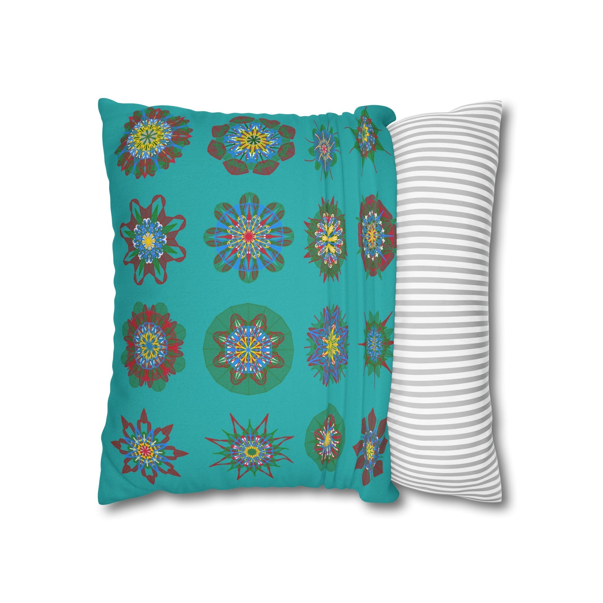 Christmas pillowcase for bed - Spun Polyester Square Pillowcase Mandala Art - Original Fine Art - Hand - drawn, Light Sea Green - Blululi