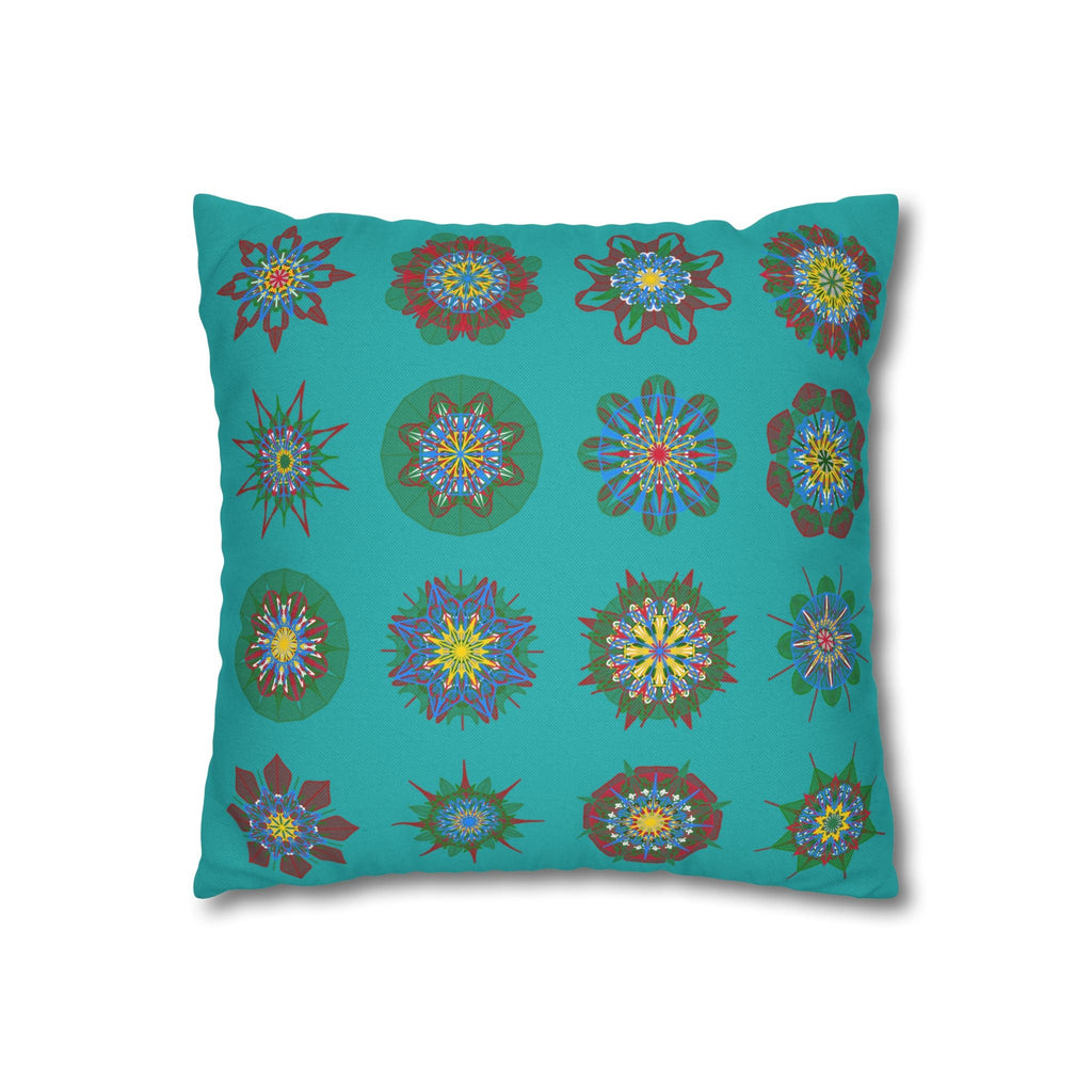 Christmas pillowcase for bed - Spun Polyester Square Pillowcase Mandala Art - Original Fine Art - Hand - drawn, Light Sea Green - Blululi