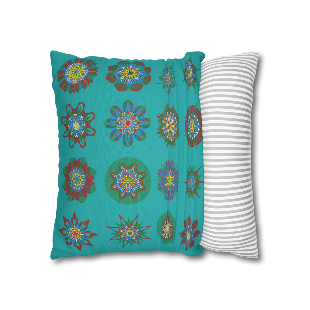 Christmas pillowcase for bed - Spun Polyester Square Pillowcase Mandala Art - Original Fine Art - Hand - drawn, Light Sea Green - Blululi