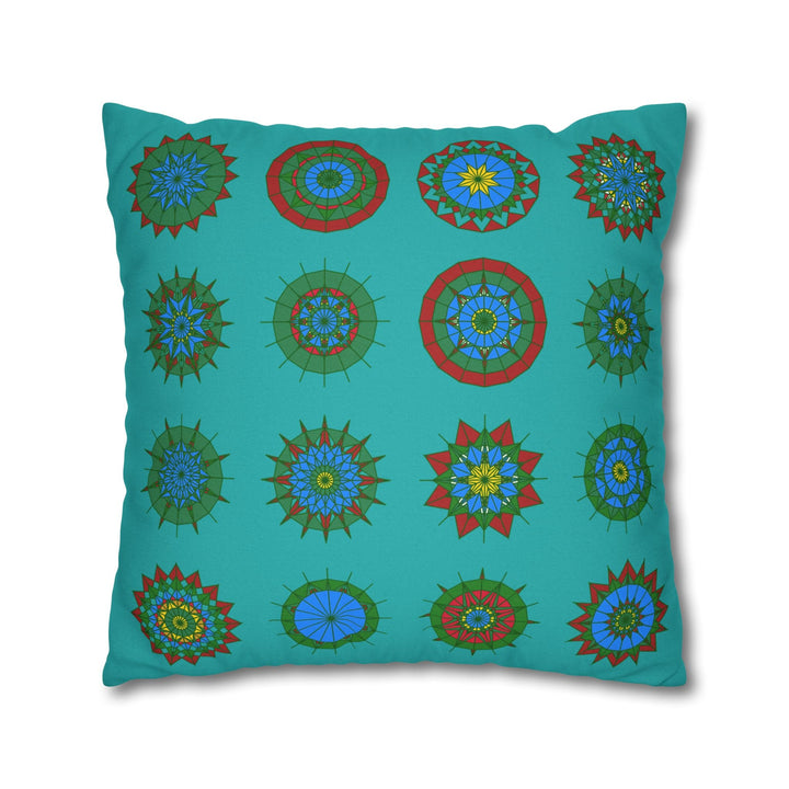 Christmas pillowcase for bed - Spun Polyester Square Pillowcase Mandala Art - Original Fine Art - Hand - drawn, Light Sea Green - Blululi