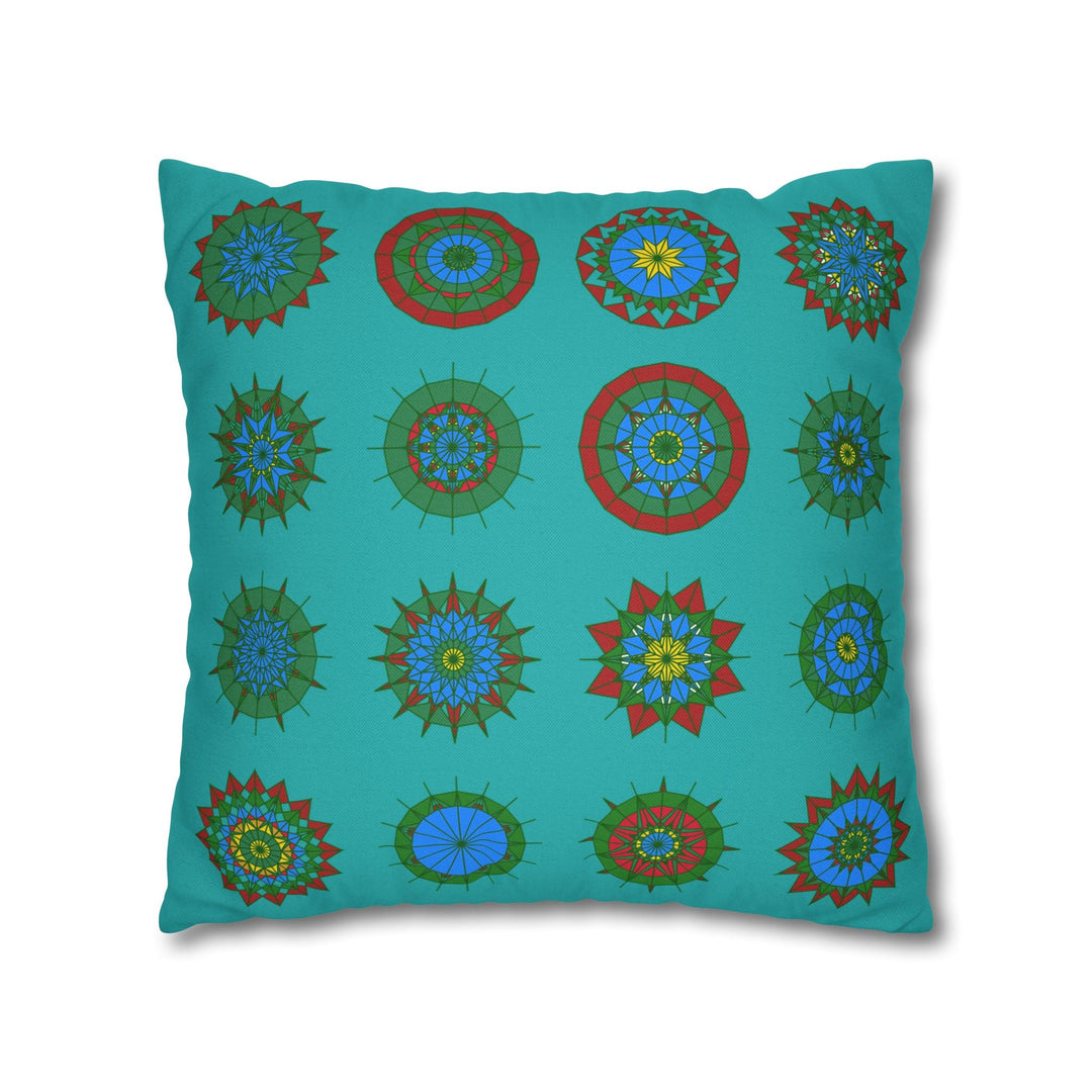 Christmas pillowcase for bed - Spun Polyester Square Pillowcase Mandala Art - Original Fine Art - Hand - drawn, Light Sea Green - Blululi