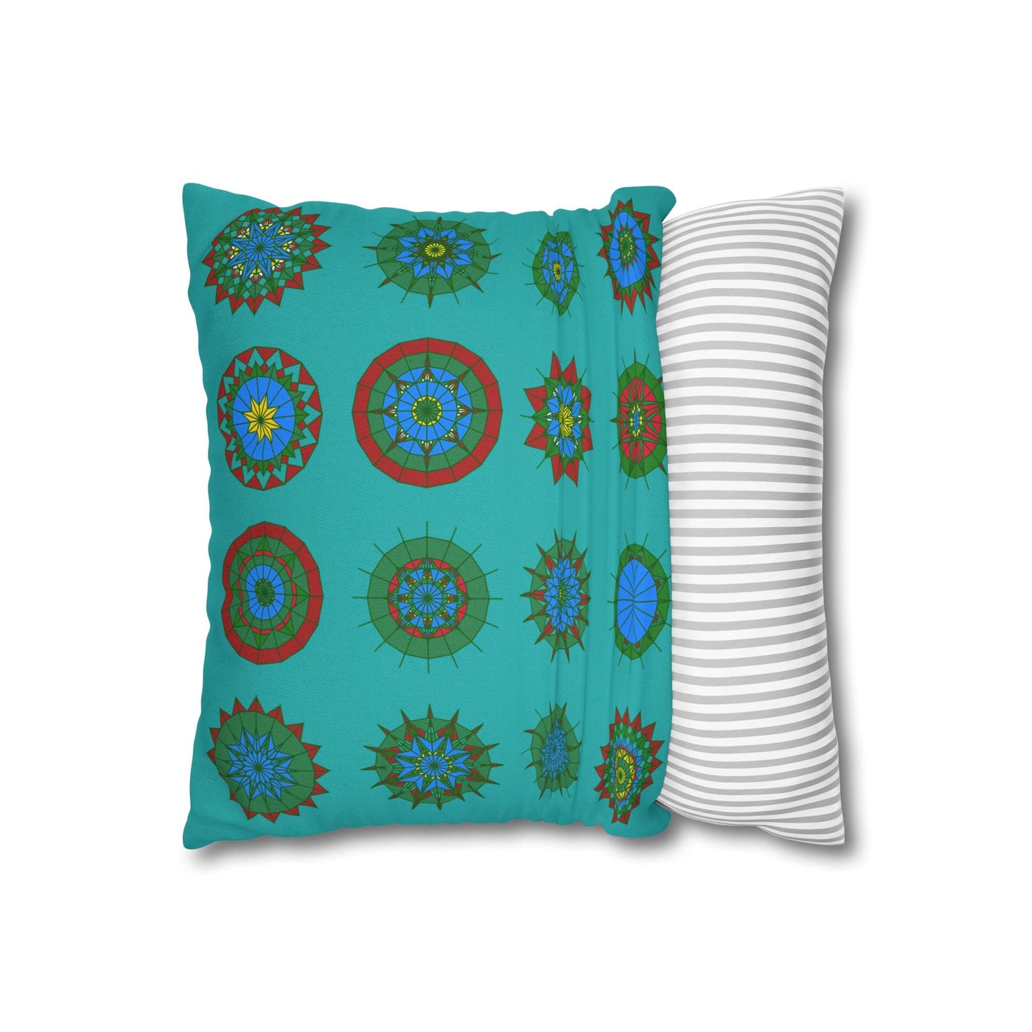 Christmas pillowcase for bed - Spun Polyester Square Pillowcase Mandala Art - Original Fine Art - Hand - drawn, Light Sea Green - Blululi