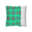 Christmas pillowcase for bed - Spun Polyester Square Pillowcase Mandala Art - Original Fine Art - Hand - drawn, Medium Aquamarine - Blululi