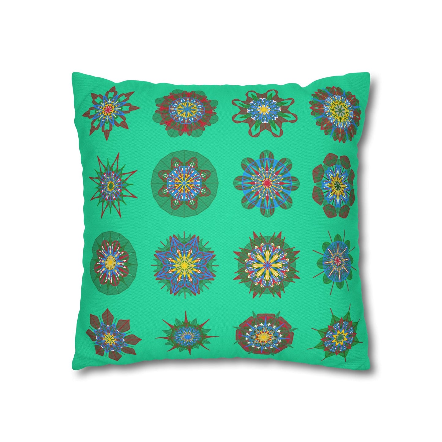 Christmas pillowcase for bed - Spun Polyester Square Pillowcase Mandala Art - Original Fine Art - Hand - drawn, Medium Aquamarine - Blululi