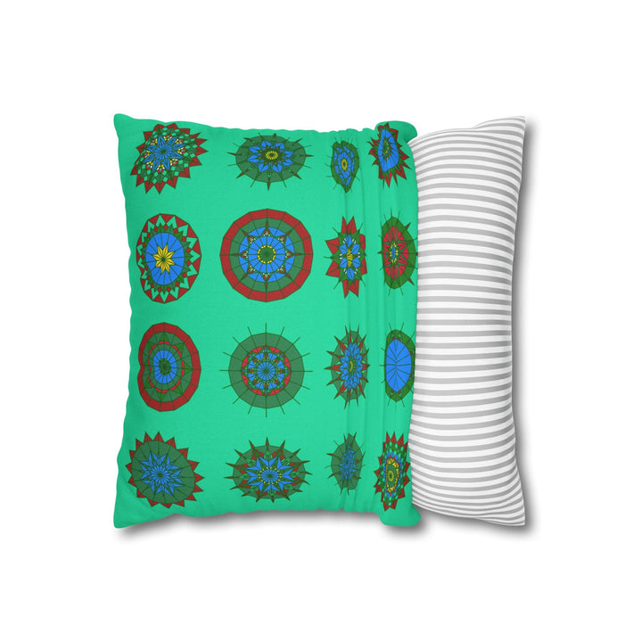 Christmas pillowcase for bed - Spun Polyester Square Pillowcase Mandala Art - Original Fine Art - Hand - drawn, Medium Aquamarine - Blululi