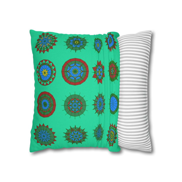 Christmas pillowcase for bed - Spun Polyester Square Pillowcase Mandala Art - Original Fine Art - Hand - drawn, Medium Aquamarine - Blululi