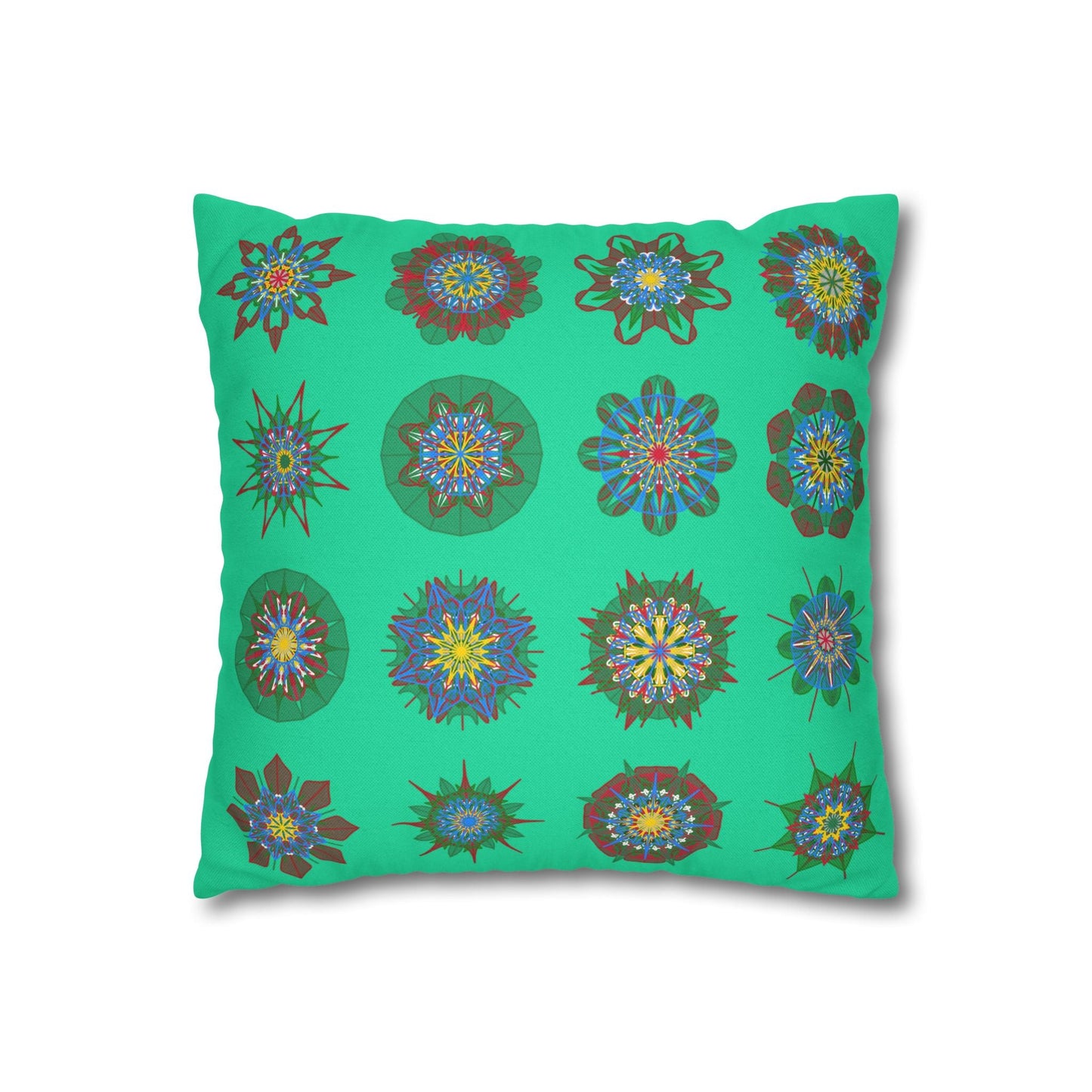 Christmas pillowcase for bed - Spun Polyester Square Pillowcase Mandala Art - Original Fine Art - Hand - drawn, Medium Aquamarine - Blululi