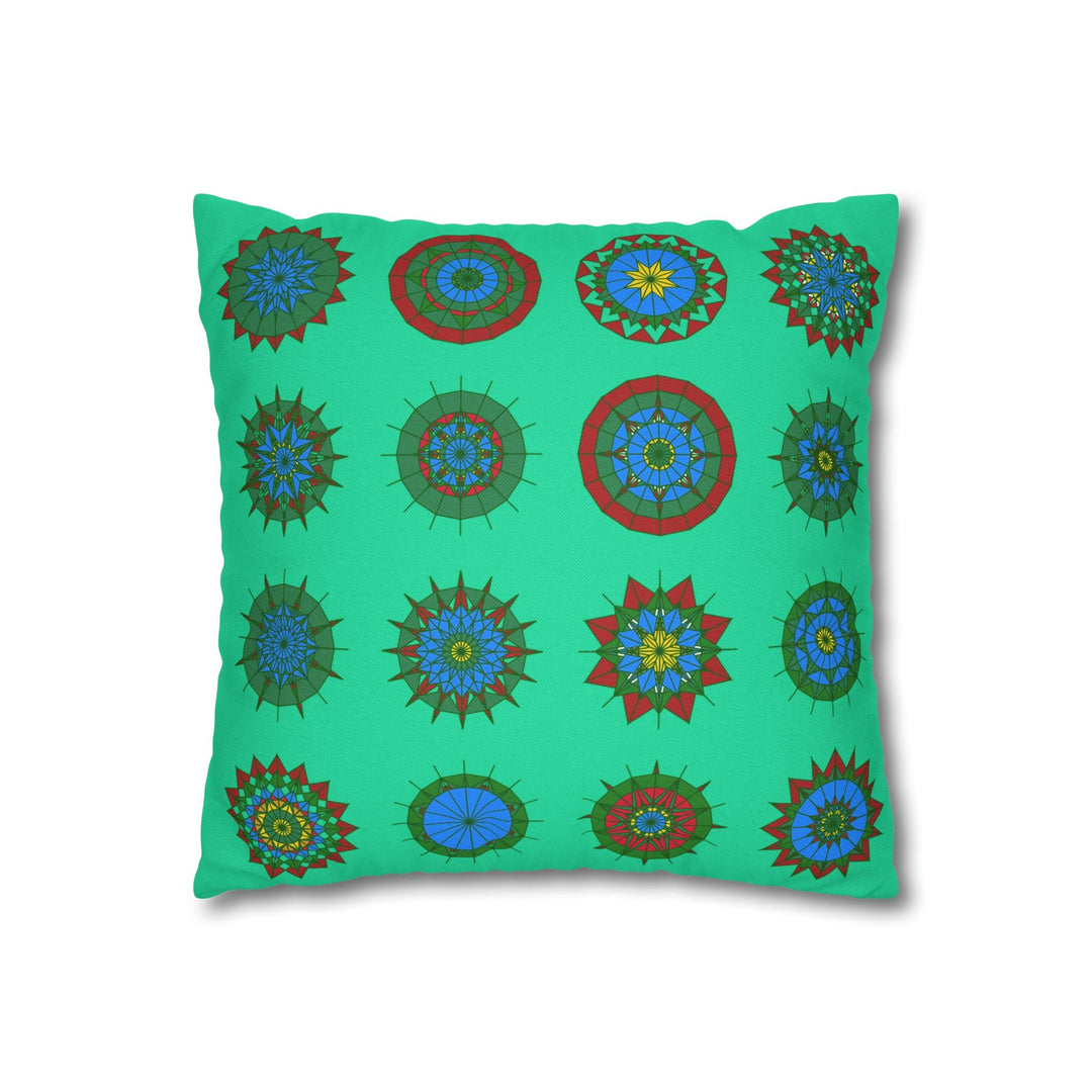 Christmas pillowcase for bed - Spun Polyester Square Pillowcase Mandala Art - Original Fine Art - Hand - drawn, Medium Aquamarine - Blululi