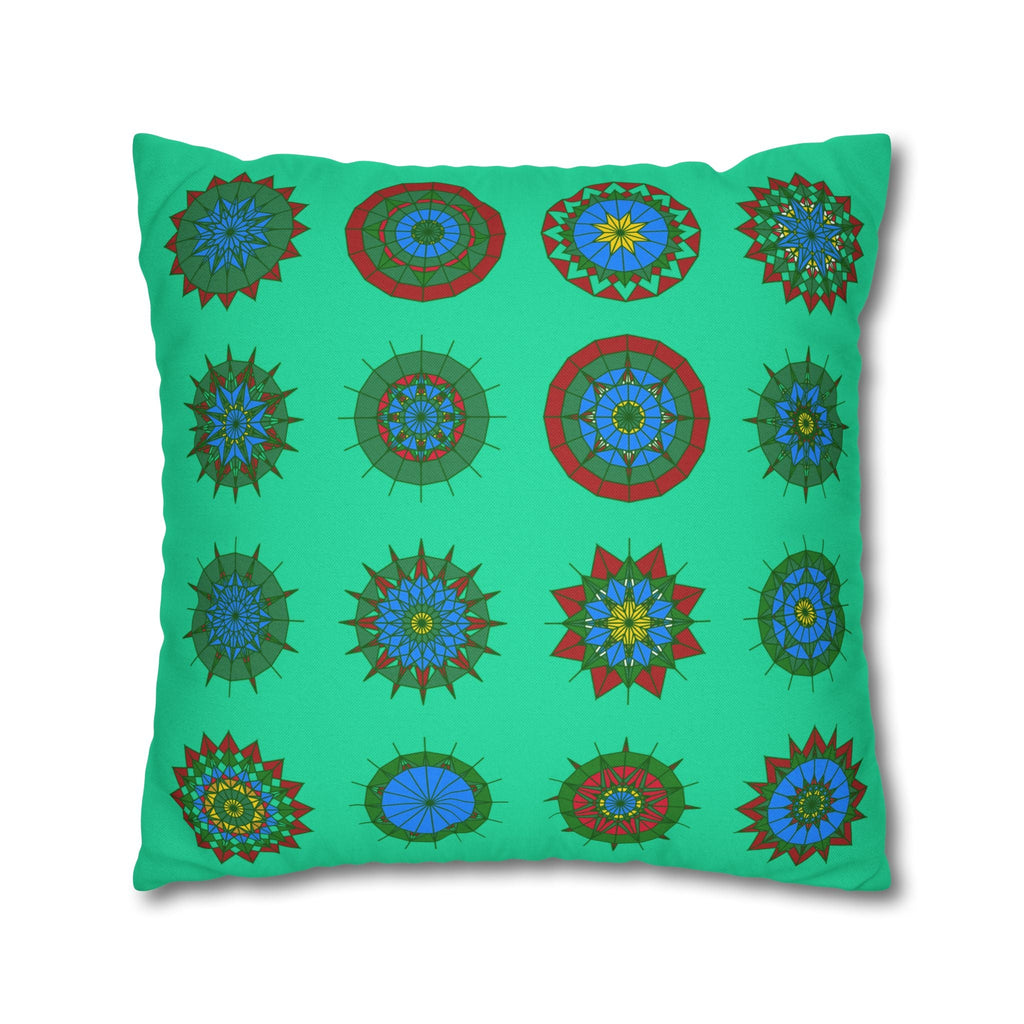 Christmas pillowcase for bed - Spun Polyester Square Pillowcase Mandala Art - Original Fine Art - Hand - drawn, Medium Aquamarine - Blululi