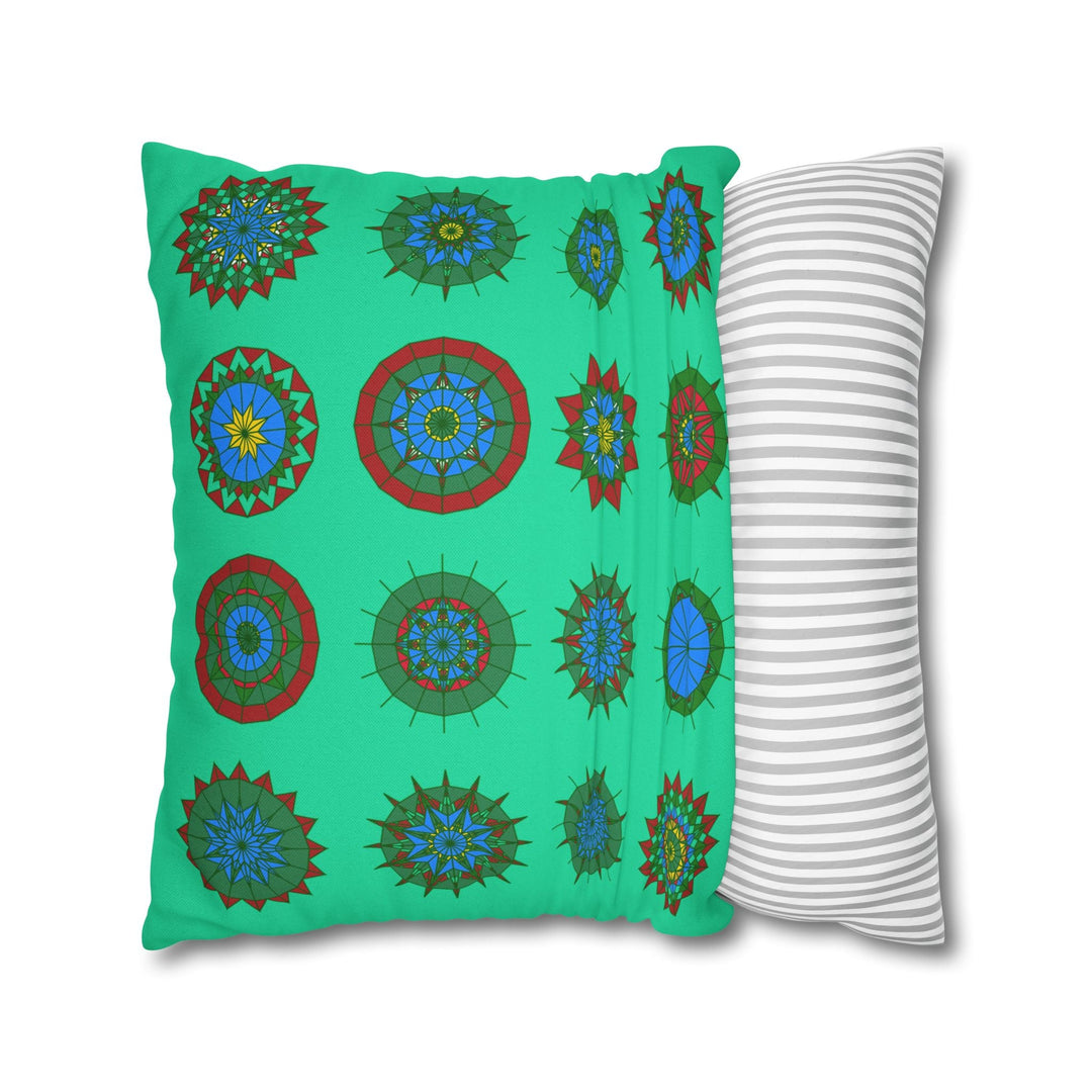 Christmas pillowcase for bed - Spun Polyester Square Pillowcase Mandala Art - Original Fine Art - Hand - drawn, Medium Aquamarine - Blululi