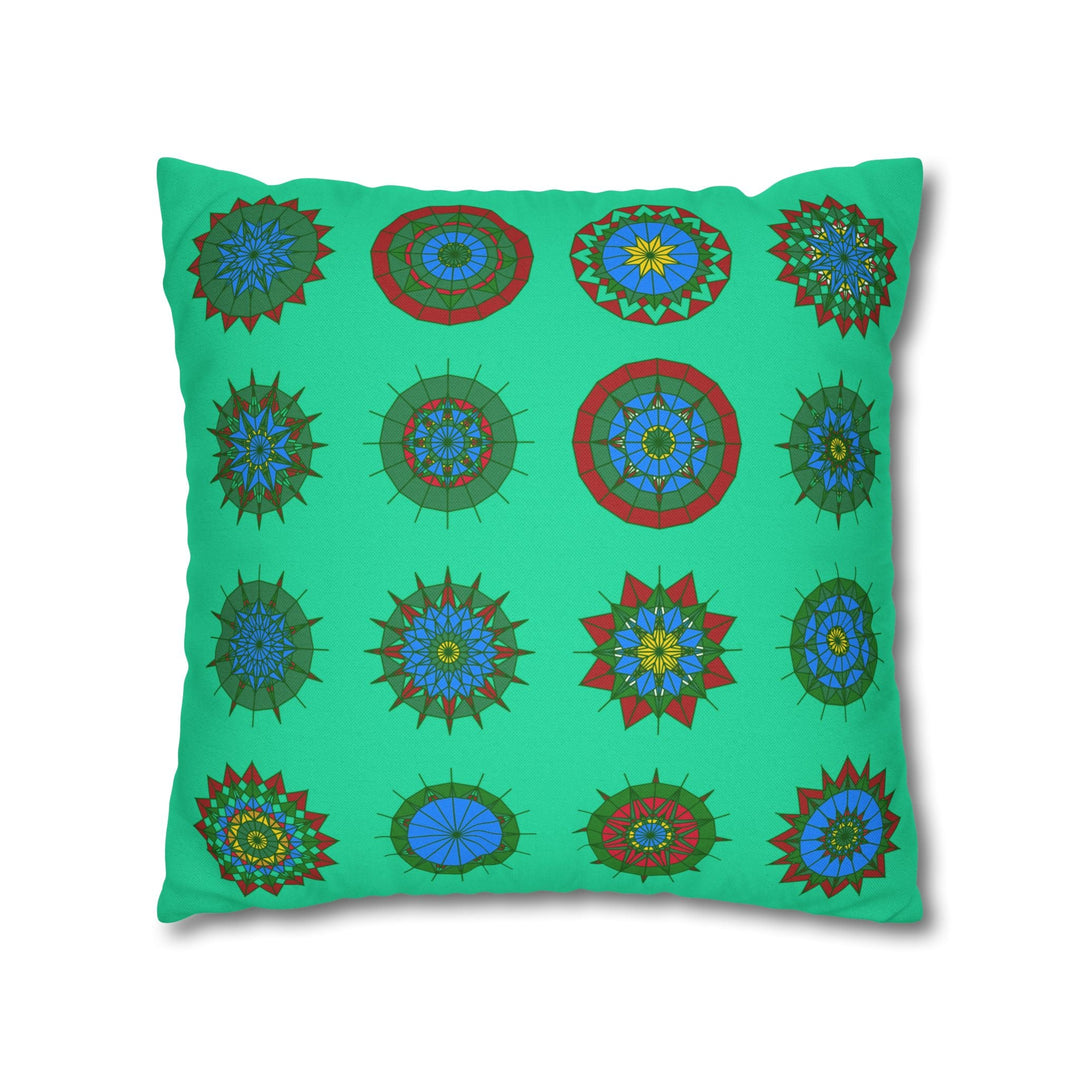 Christmas pillowcase for bed - Spun Polyester Square Pillowcase Mandala Art - Original Fine Art - Hand - drawn, Medium Aquamarine - Blululi