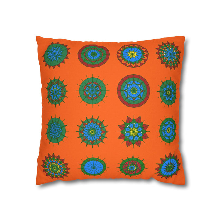 Christmas pillowcase for bed - Spun Polyester Square Pillowcase Mandala Art - Original Fine Art - Hand - drawn, Orange - Red - Blululi