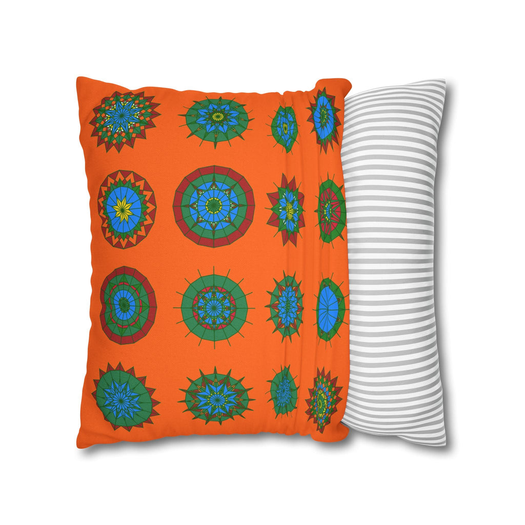 Christmas pillowcase for bed - Spun Polyester Square Pillowcase Mandala Art - Original Fine Art - Hand - drawn, Orange - Red - Blululi