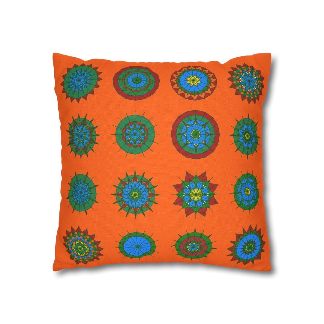 Christmas pillowcase for bed - Spun Polyester Square Pillowcase Mandala Art - Original Fine Art - Hand - drawn, Orange - Red - Blululi