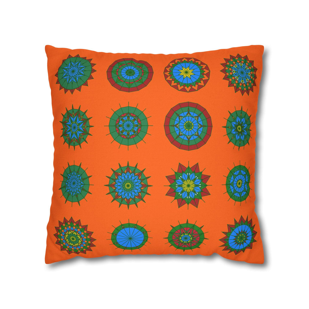 Christmas pillowcase for bed - Spun Polyester Square Pillowcase Mandala Art - Original Fine Art - Hand - drawn, Orange - Red - Blululi