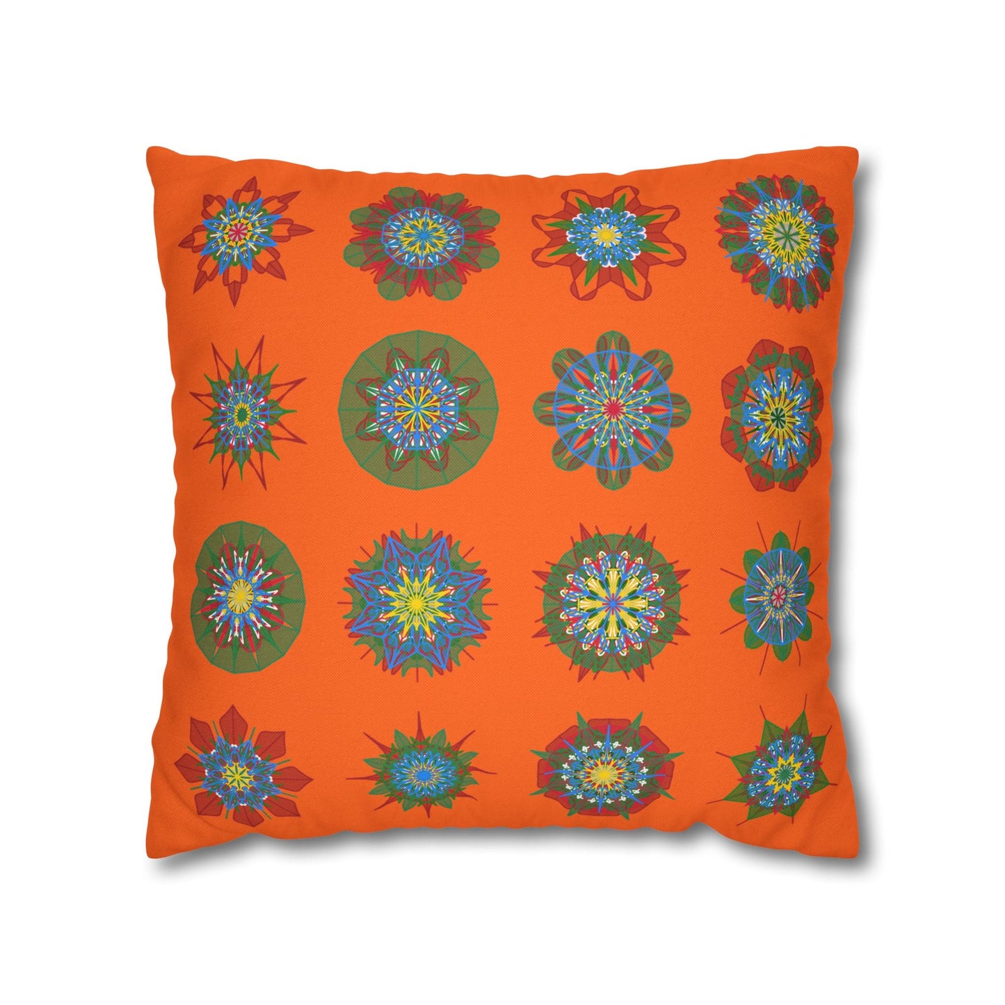 Christmas pillowcase for bed - Spun Polyester Square Pillowcase Mandala Art - Original Fine Art - Hand - drawn, Orange - Red - Blululi