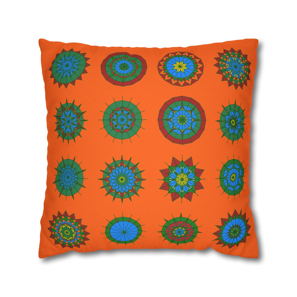 Christmas pillowcase for bed - Spun Polyester Square Pillowcase Mandala Art - Original Fine Art - Hand - drawn, Orange - Red - Blululi