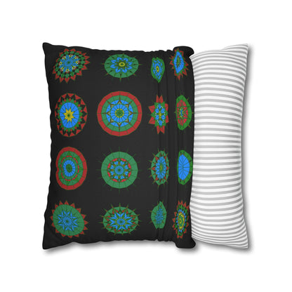 Christmas pillowcase for bed - Spun Polyester Square Pillowcase Mandala Art - Original Fine Art - Hand - drawn, Rich Black - Blululi