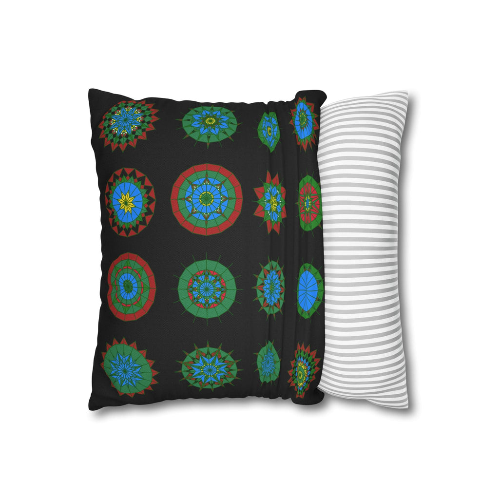 Christmas pillowcase for bed - Spun Polyester Square Pillowcase Mandala Art - Original Fine Art - Hand - drawn, Rich Black - Blululi