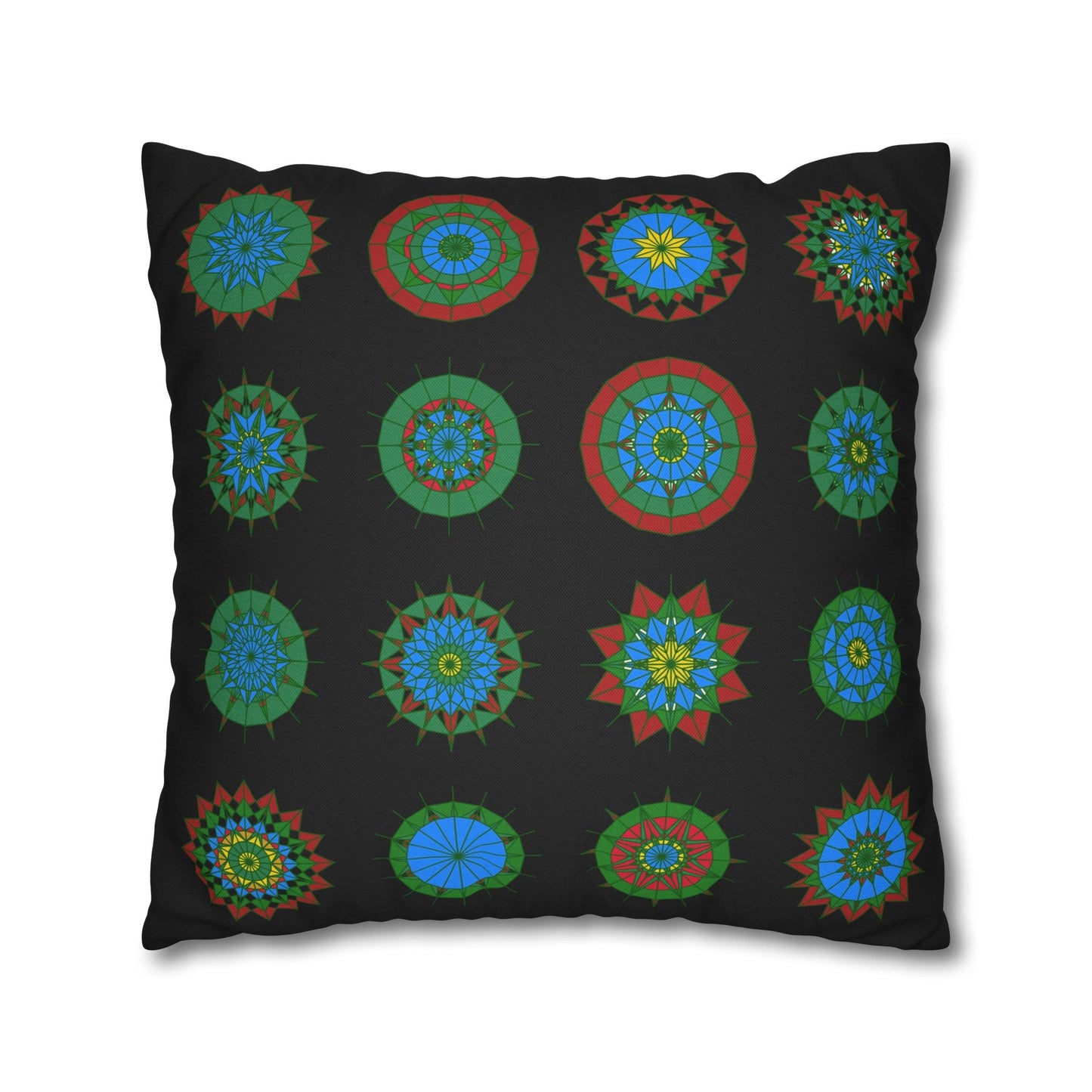 Christmas pillowcase for bed - Spun Polyester Square Pillowcase Mandala Art - Original Fine Art - Hand - drawn, Rich Black - Blululi