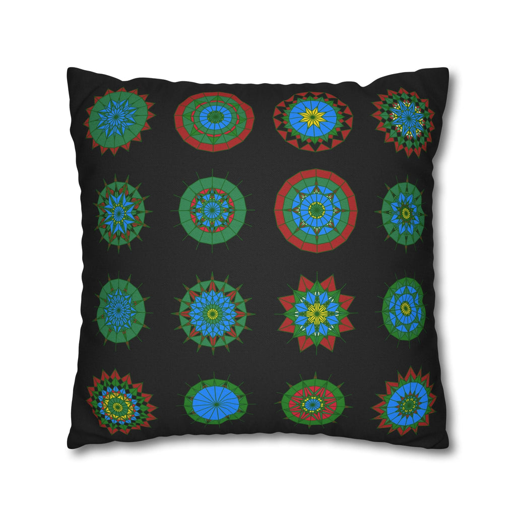 Christmas pillowcase for bed - Spun Polyester Square Pillowcase Mandala Art - Original Fine Art - Hand - drawn, Rich Black - Blululi