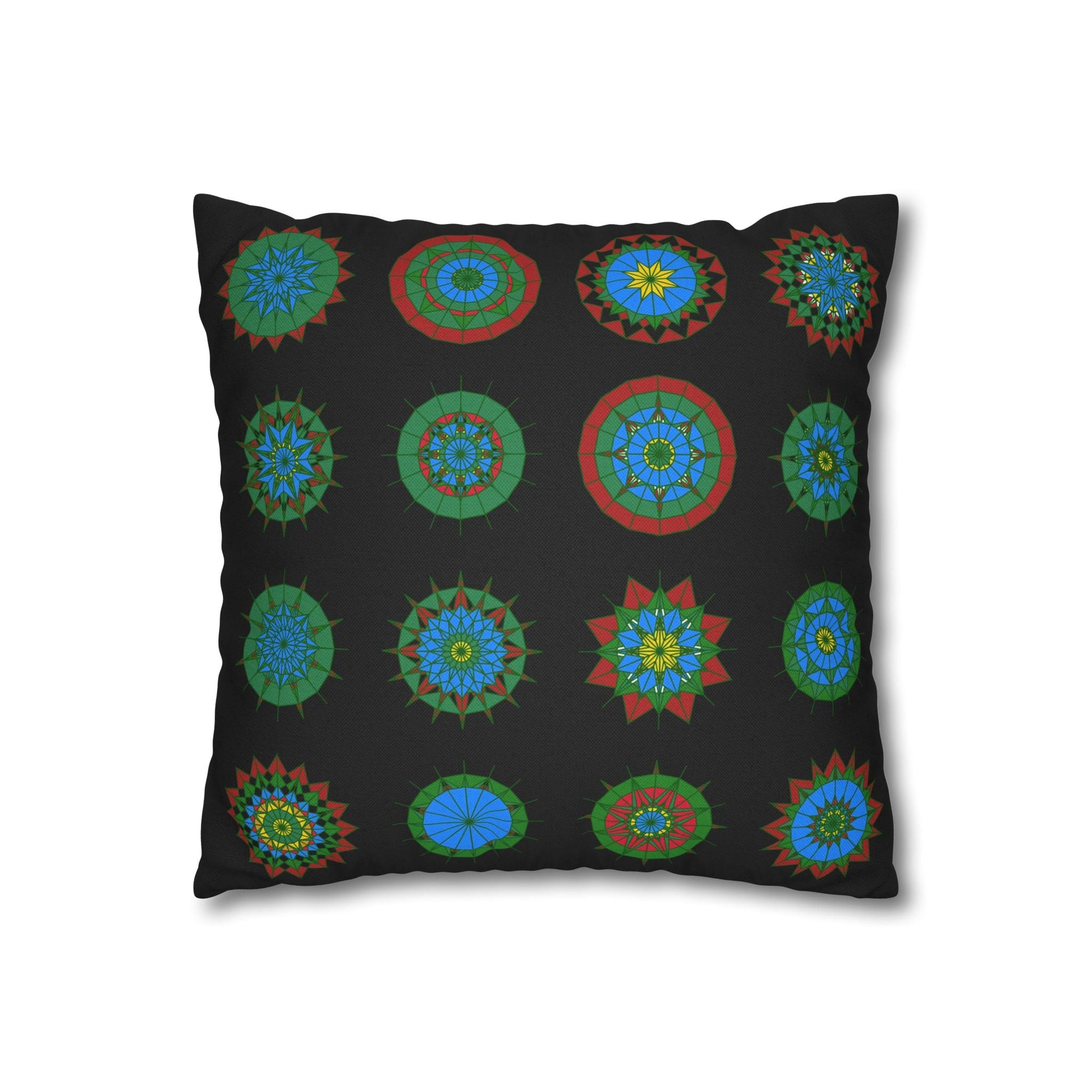 Christmas pillowcase for bed - Spun Polyester Square Pillowcase Mandala Art - Original Fine Art - Hand - drawn, Rich Black - Blululi