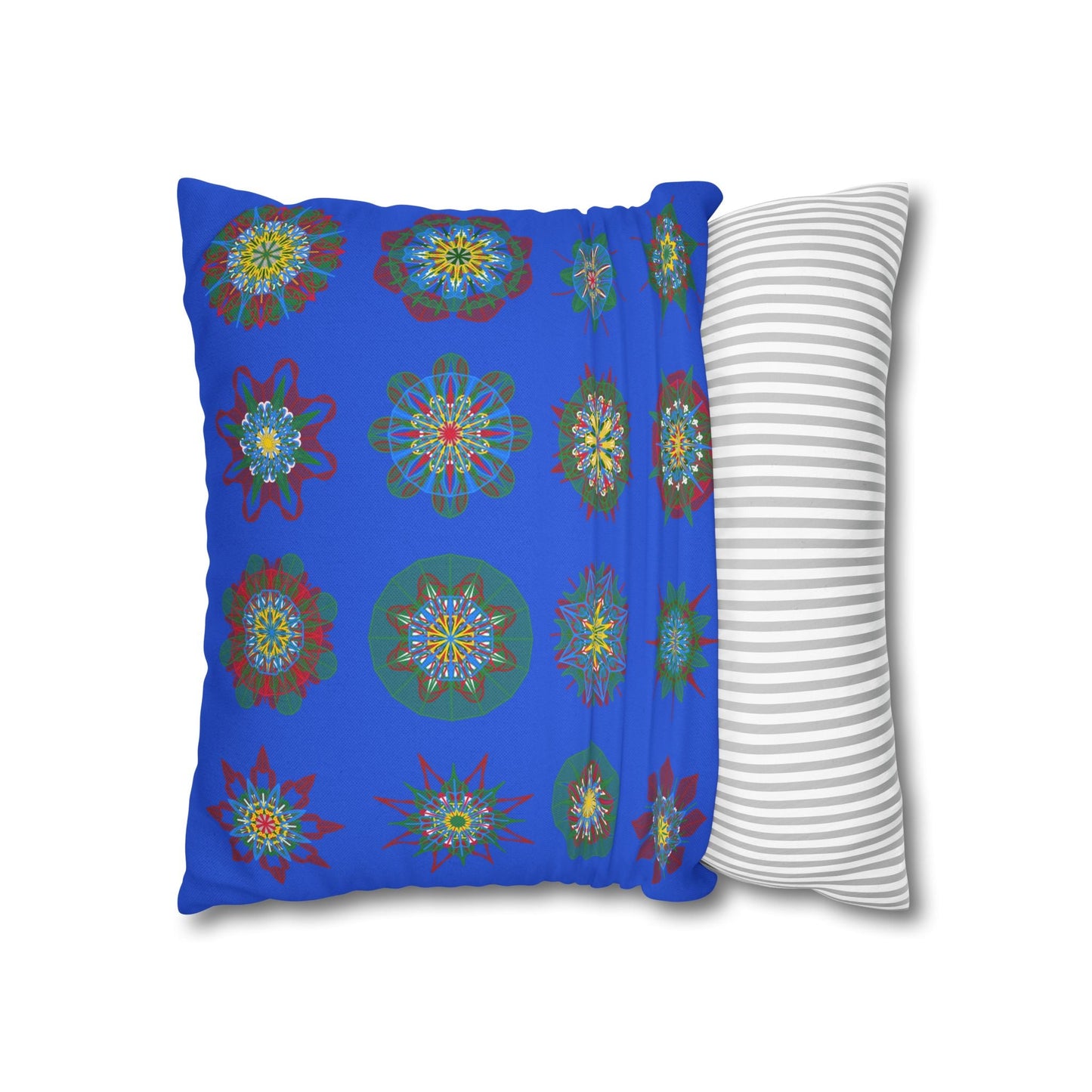 Christmas pillowcase for bed - Spun Polyester Square Pillowcase Mandala Art - Original Fine Art - Hand - drawn, Royal Blue - Blululi