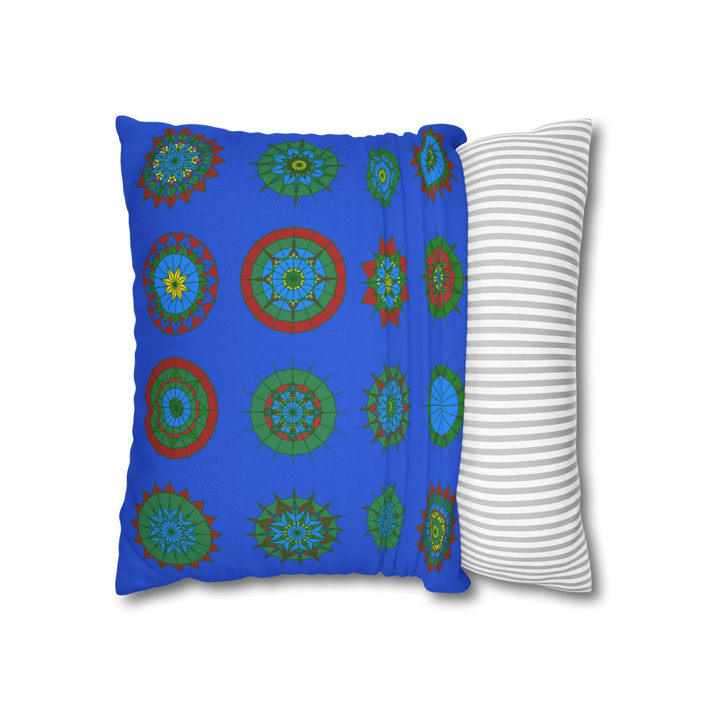 Christmas pillowcase for bed - Spun Polyester Square Pillowcase Mandala Art - Original Fine Art - Hand - drawn, Royal Blue - Blululi